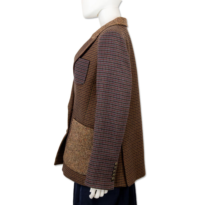 Veronica Beard Patchwork Tweed Double-Breasted Blazer