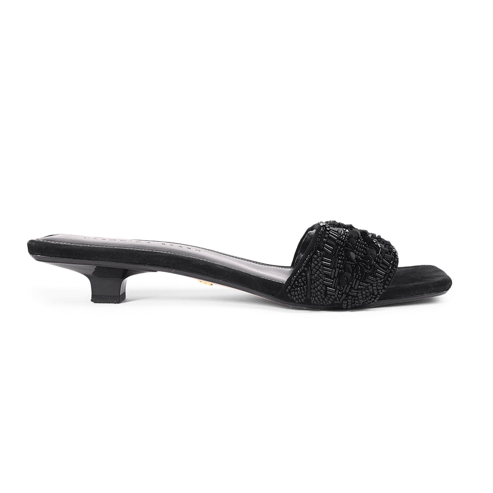 Veronica Beard Finley Black Beaded Slide Sandals