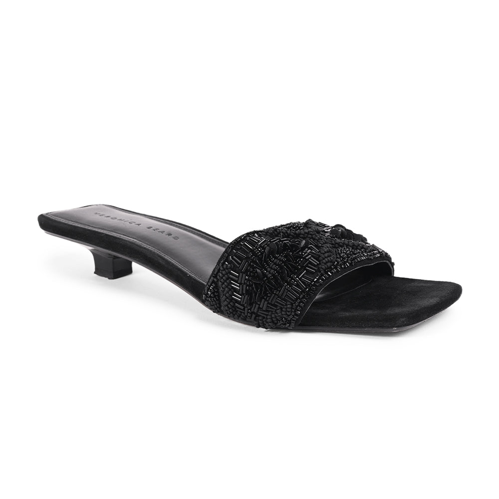 Veronica Beard Finley Black Beaded Slide Sandals