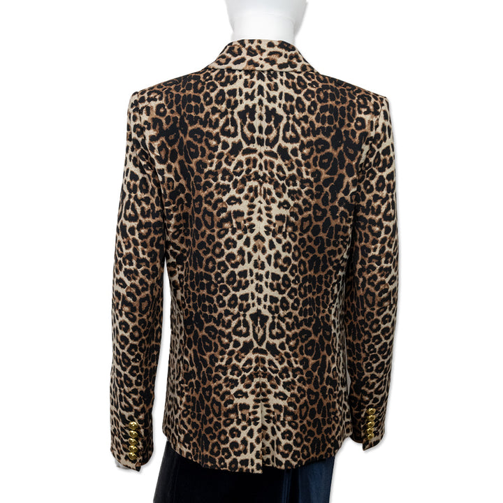 Veronica Beard Animal Print Blazer with Gold Buttons