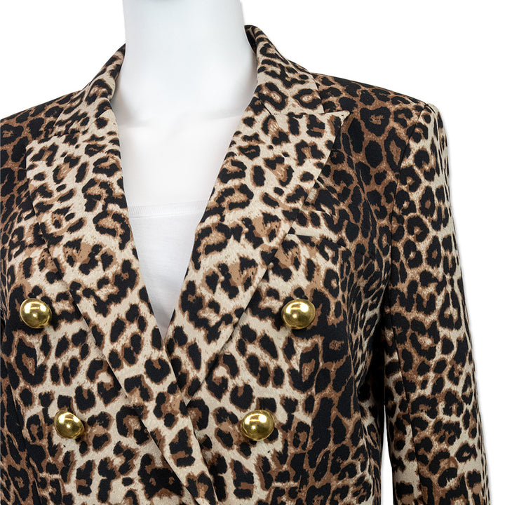 Veronica Beard Animal Print Blazer with Gold Buttons