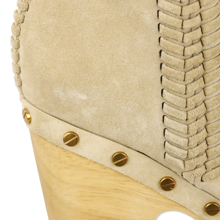 Veronica Beard Beige Suede Daxi Shearling Ankle Boots