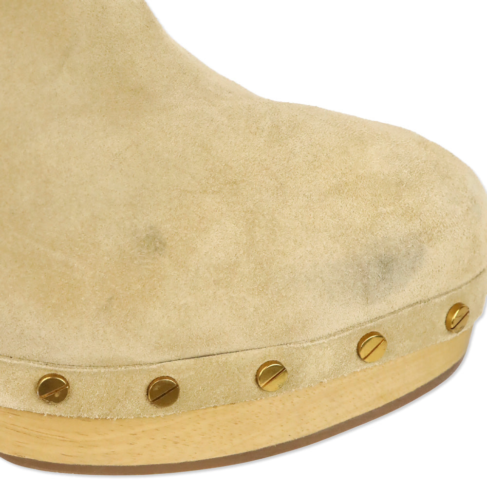Veronica Beard Beige Suede Daxi Shearling Ankle Boots