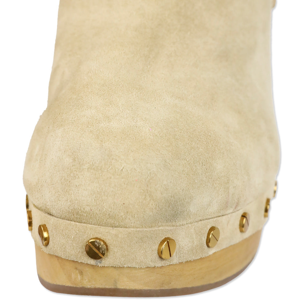 Veronica Beard Beige Suede Daxi Shearling Ankle Boots