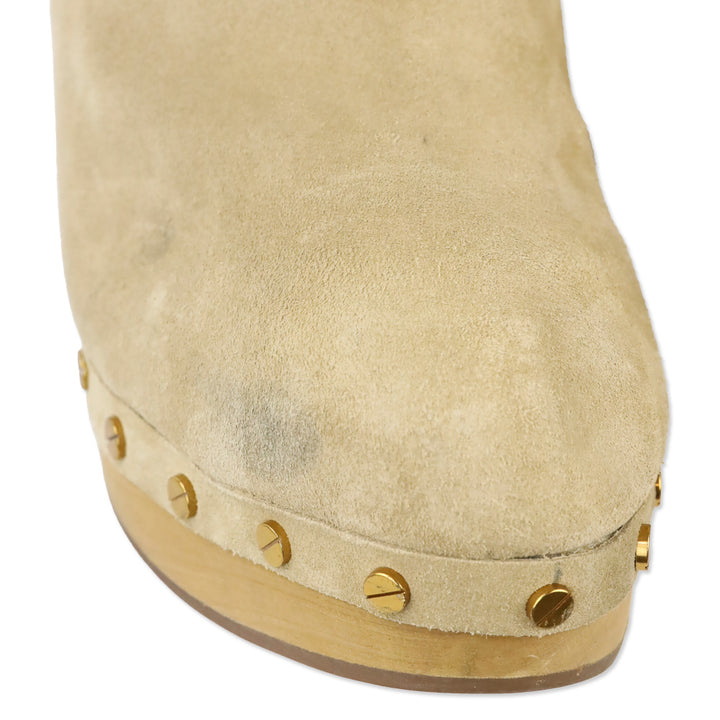 Veronica Beard Beige Suede Daxi Shearling Ankle Boots