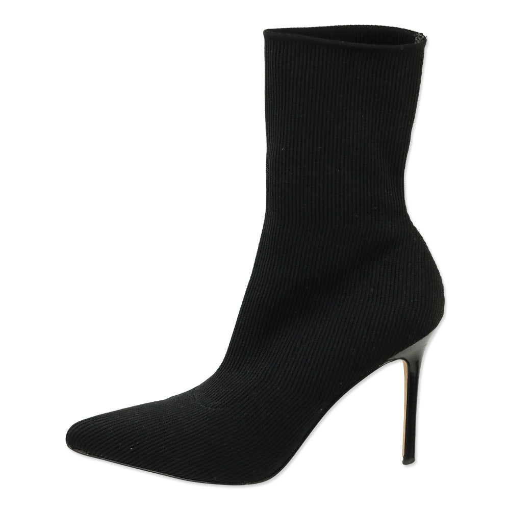 Veronica Beard Black Ribbed Knit Ankle Bootie
