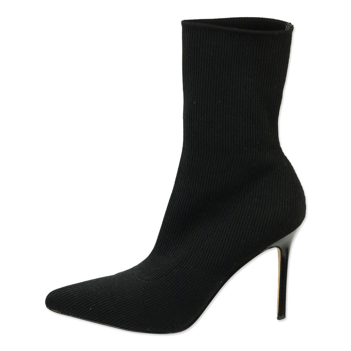 Veronica Beard Black Ribbed Knit Ankle Bootie