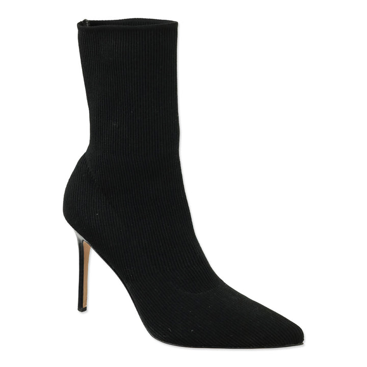 Veronica Beard Black Ribbed Knit Ankle Bootie