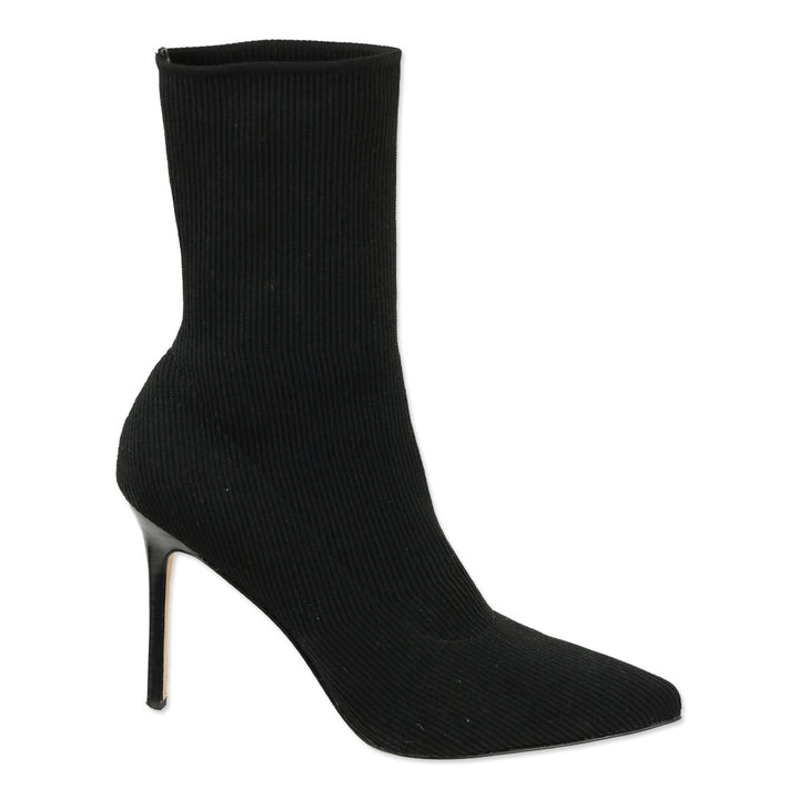 Veronica Beard Black Ribbed Knit Ankle Bootie