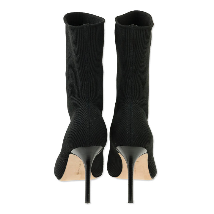 Veronica Beard Black Ribbed Knit Ankle Bootie