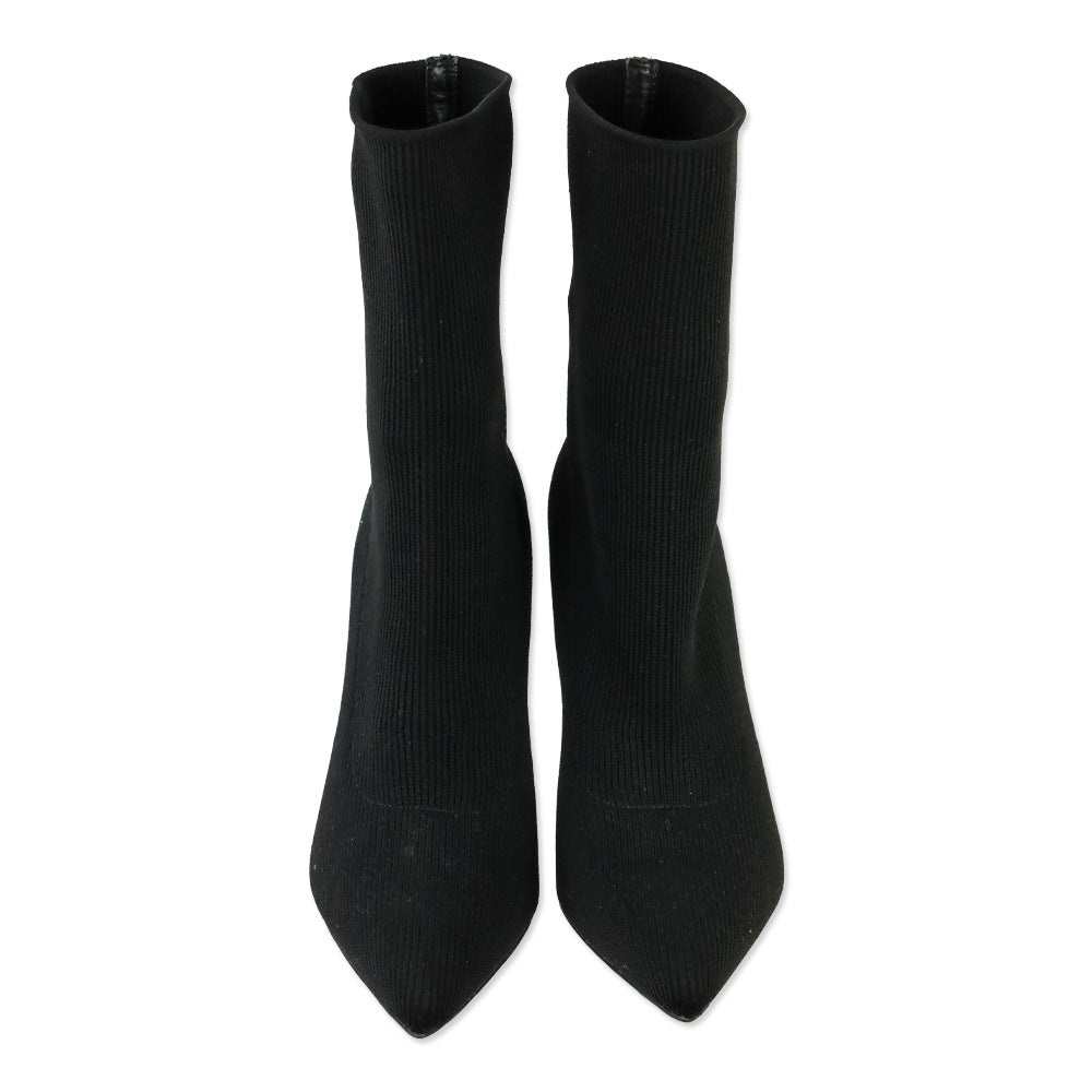 Veronica Beard Black Ribbed Knit Ankle Bootie