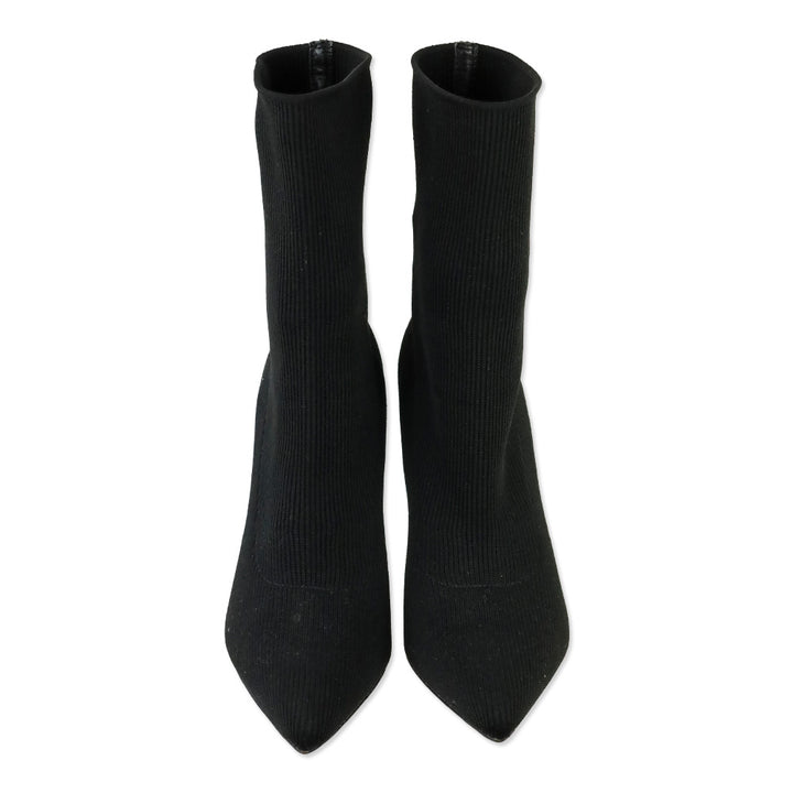Veronica Beard Black Ribbed Knit Ankle Bootie