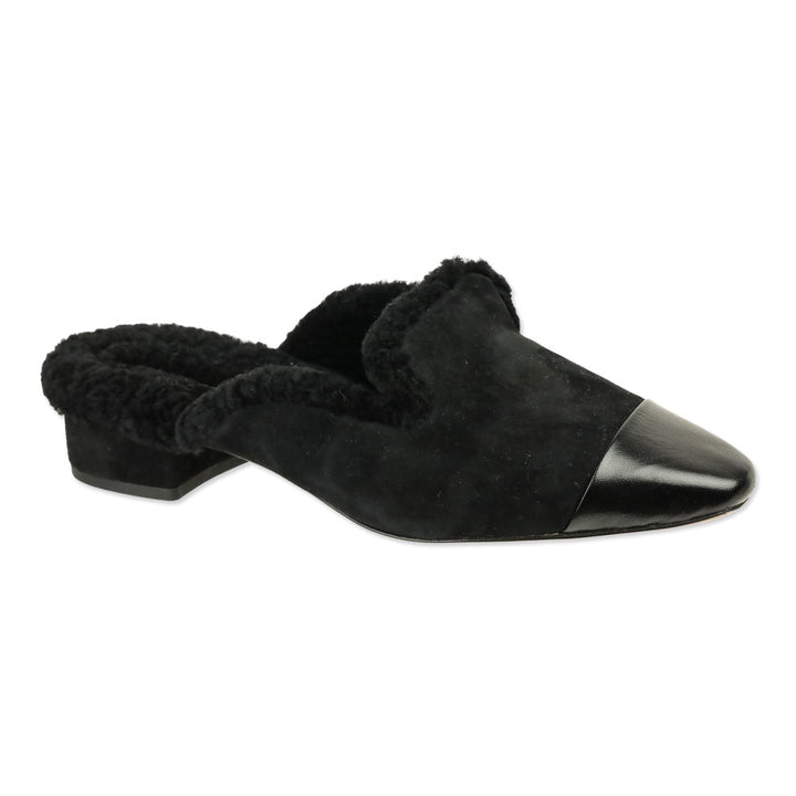 Veronica Beard Black Suede Cecile Shearling Mule