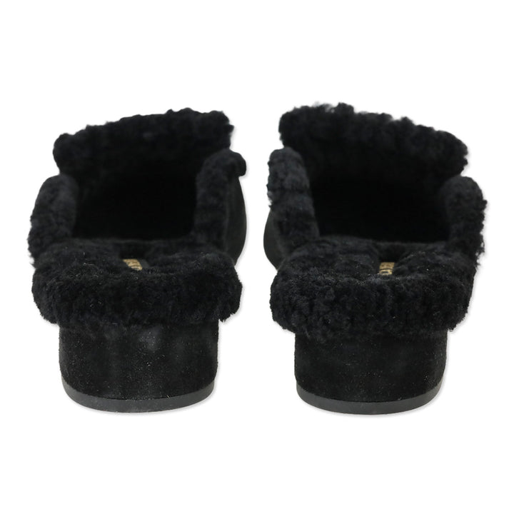Veronica Beard Black Suede Cecile Shearling Mule