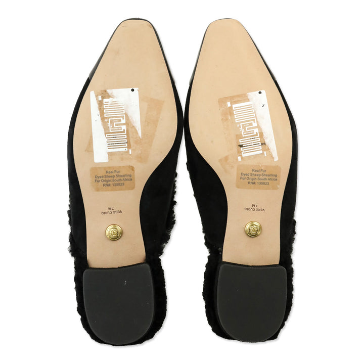 Veronica Beard Black Suede Cecile Shearling Mule