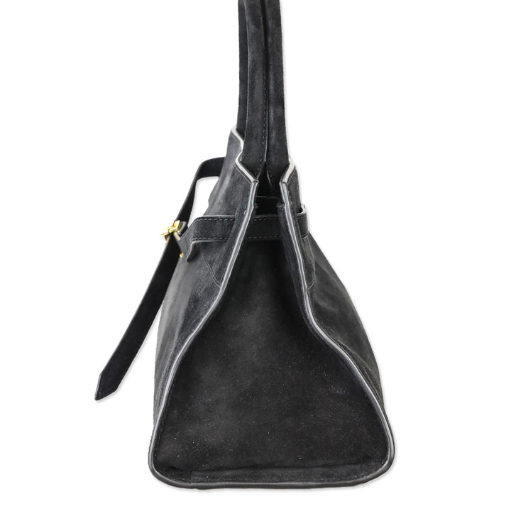 Veronica Beard Black Suede Top-Handle Dash Bag