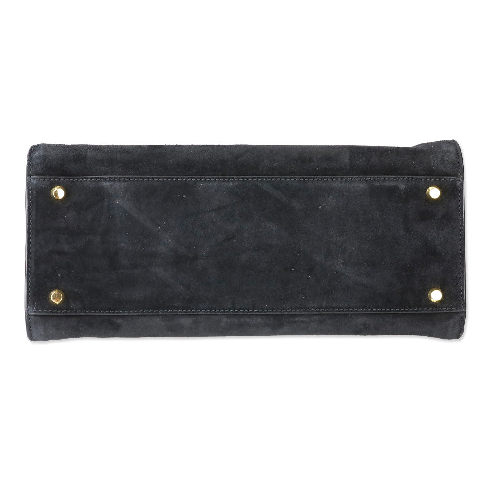 Veronica Beard Black Suede Top-Handle Dash Bag