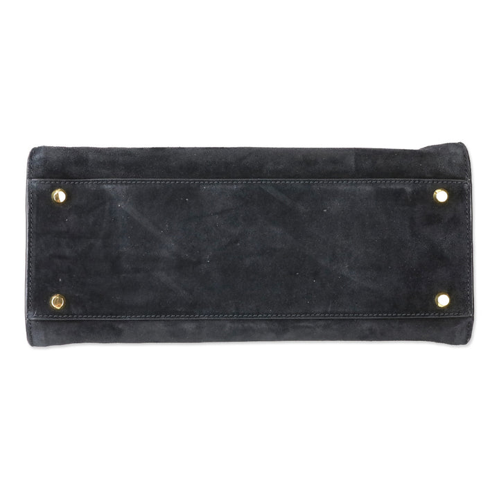 Veronica Beard Black Suede Top-Handle Dash Bag