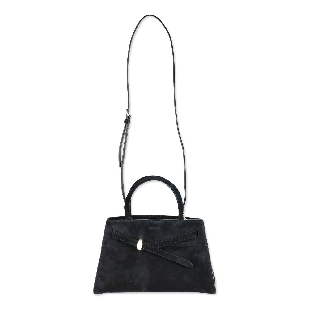Veronica Beard Black Suede Top-Handle Dash Bag
