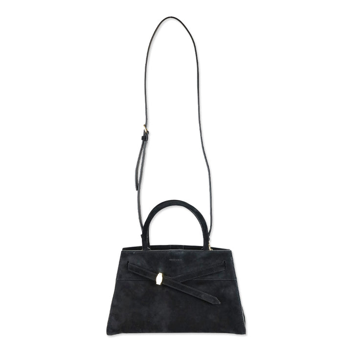 Veronica Beard Black Suede Top-Handle Dash Bag