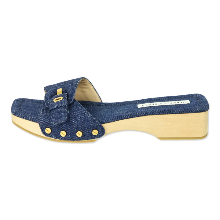 Veronica Beard Blue Denim Davina Buckle Slide Sandal