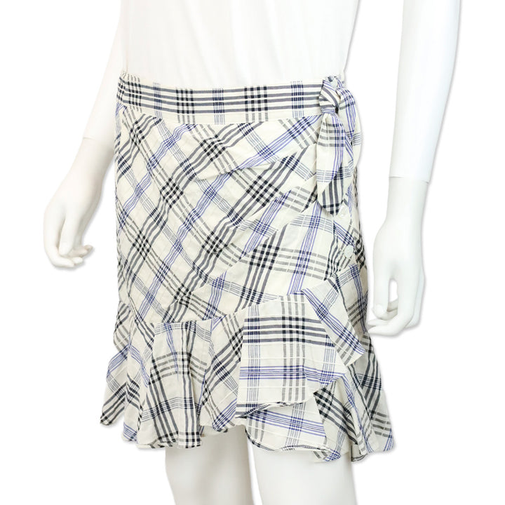 Veronica Beard Blue Kaia Embroidered Checked Cotton-blend Mini Skirt