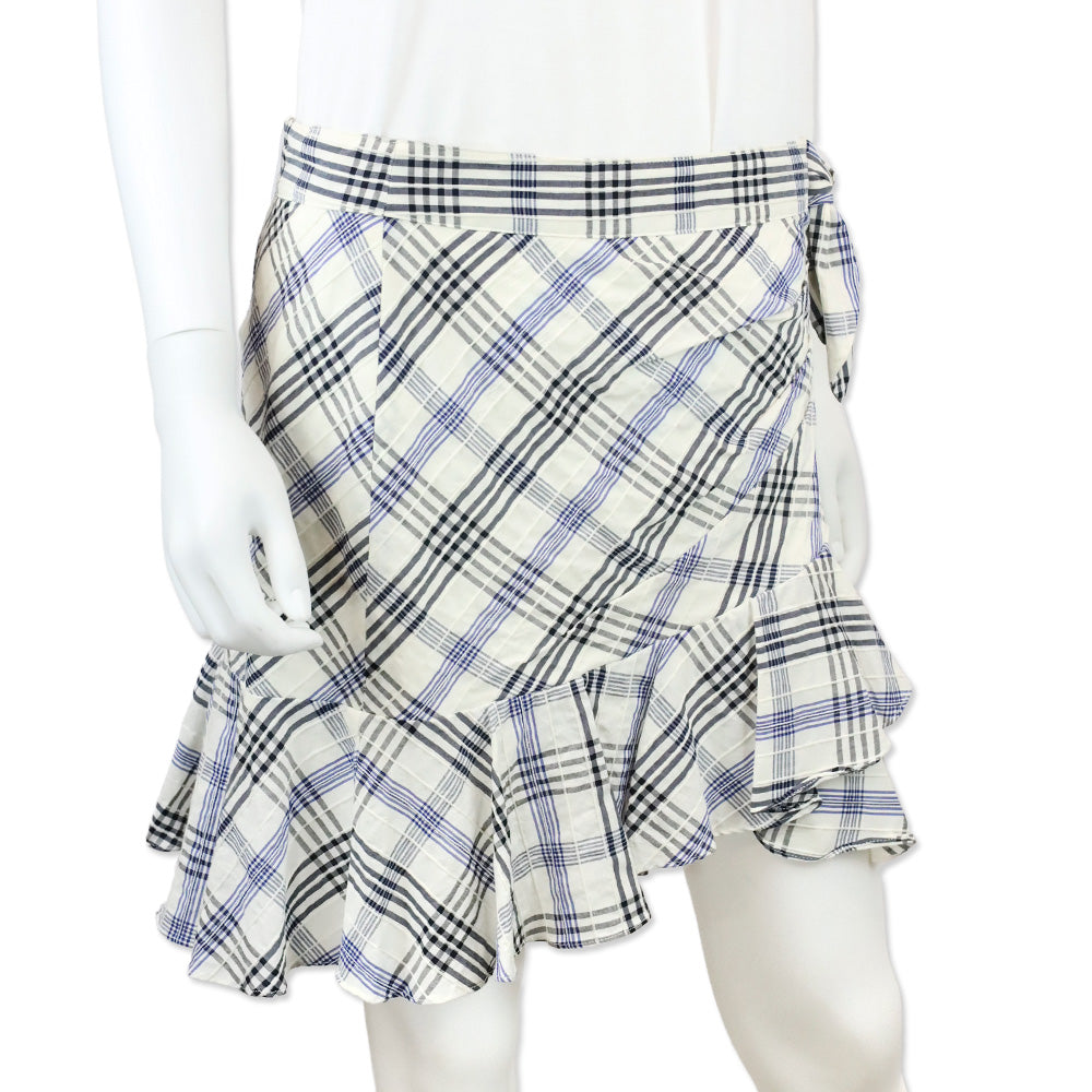 Veronica Beard Blue Kaia Embroidered Checked Cotton-blend Mini Skirt