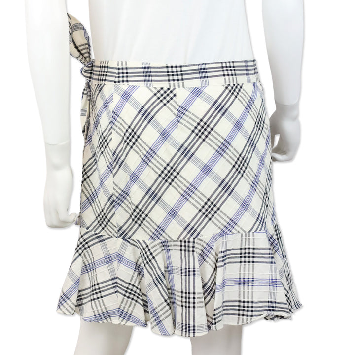 Veronica Beard Blue Kaia Embroidered Checked Cotton-blend Mini Skirt
