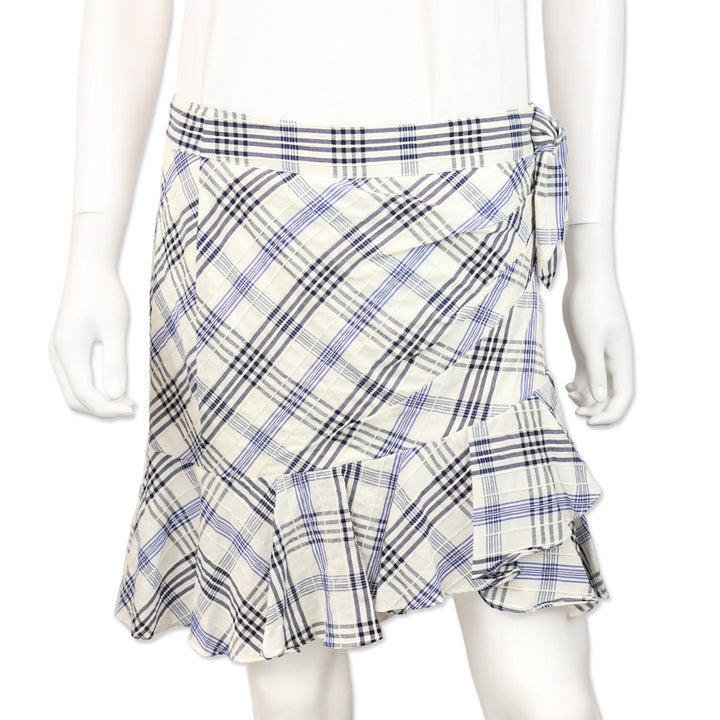 Veronica Beard Blue Kaia Embroidered Checked Cotton-blend Mini Skirt