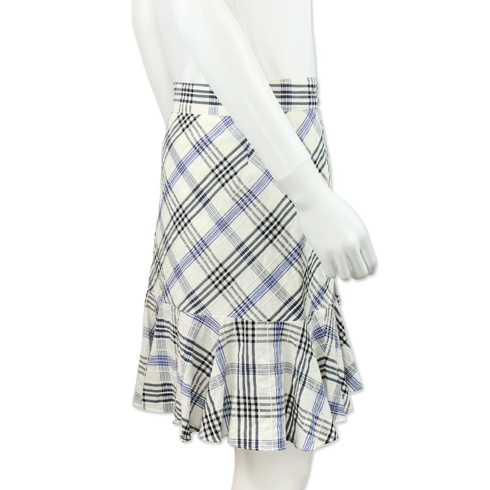 Veronica Beard Blue Kaia Embroidered Checked Cotton-blend Mini Skirt