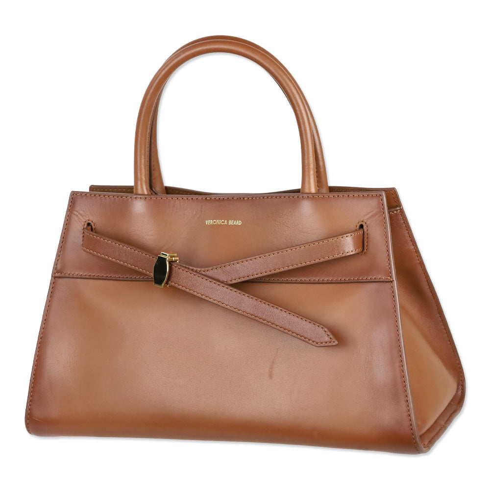 Veronica Beard Burnished Hazelwood Leather Top-Handle Dash Bag