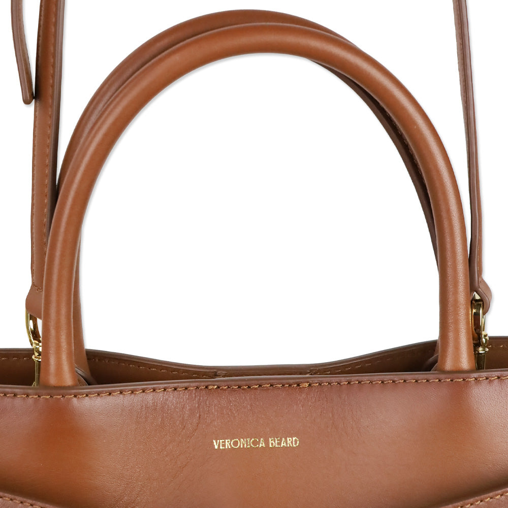 Veronica Beard Burnished Hazelwood Leather Top-Handle Dash Bag