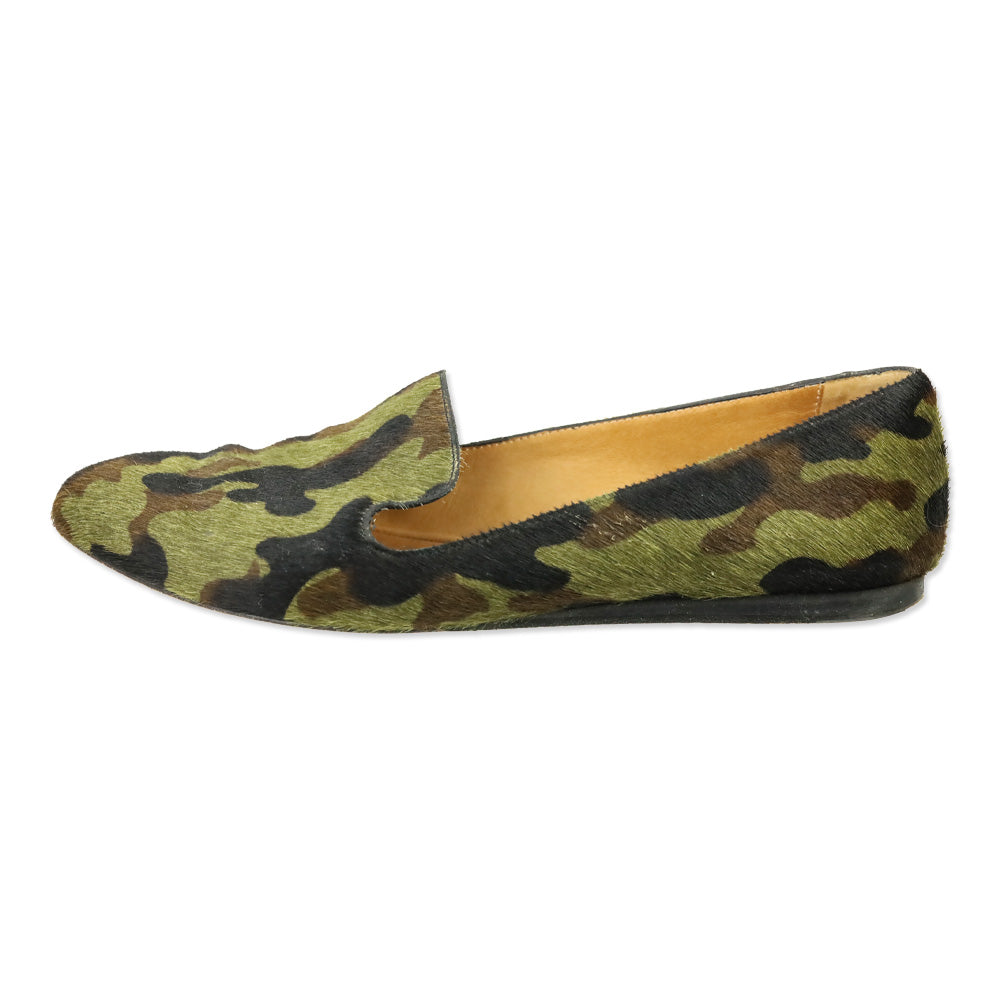 Veronica Beard Camo Griffin Pony Hair Loafers