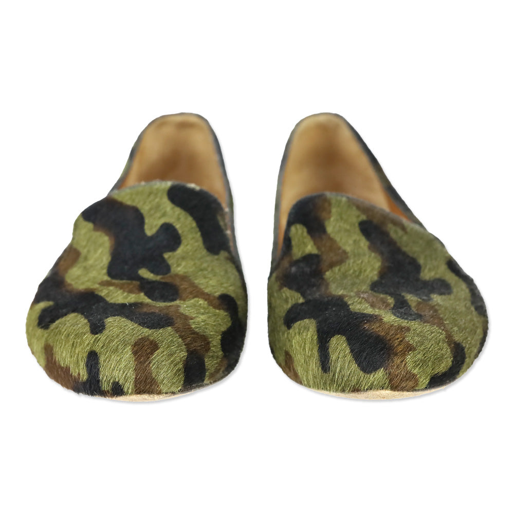 Veronica Beard Camo Griffin Pony Hair Loafers