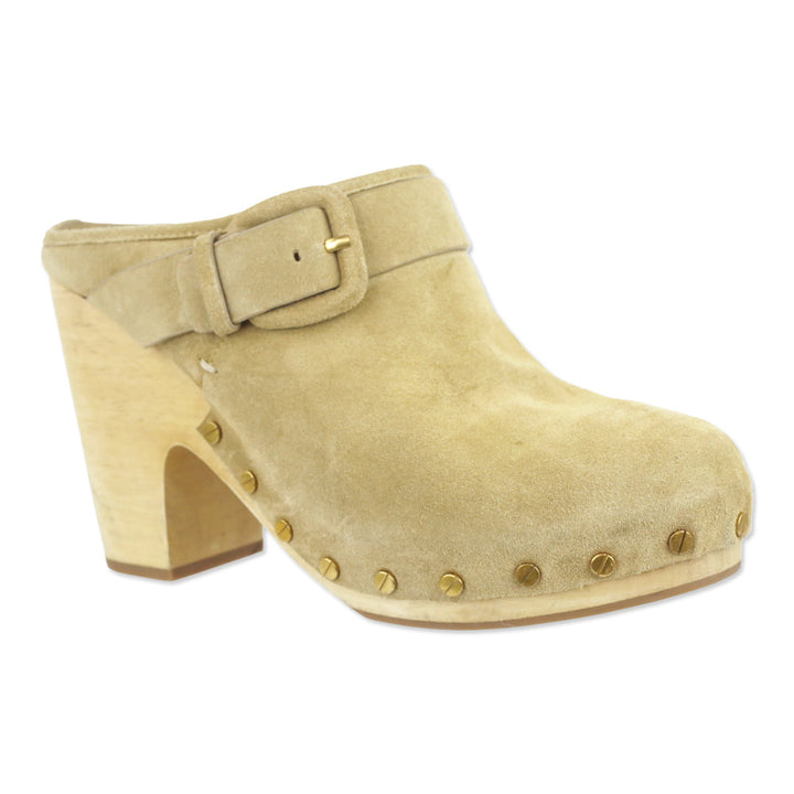 Veronica Beard Dacey 100MM Tan Suede Clogs