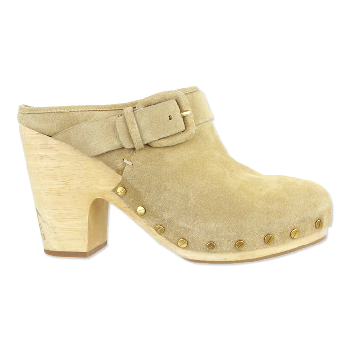 Veronica Beard Dacey 100MM Tan Suede Clogs