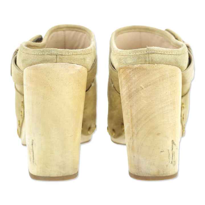 Veronica Beard Dacey 100MM Tan Suede Clogs