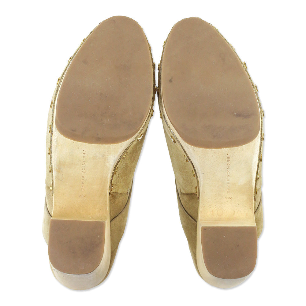 Veronica Beard Dacey 100MM Tan Suede Clogs