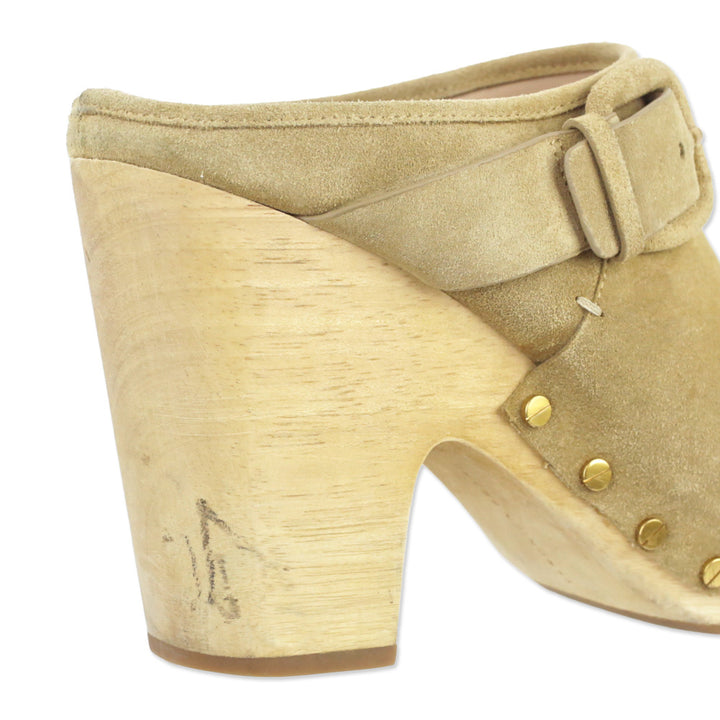 Veronica Beard Dacey 100MM Tan Suede Clogs