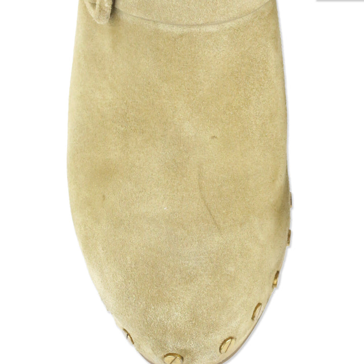 Veronica Beard Dacey 100MM Tan Suede Clogs