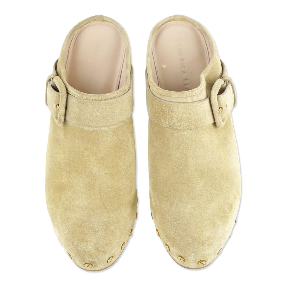 Veronica Beard Dacey 100MM Tan Suede Clogs