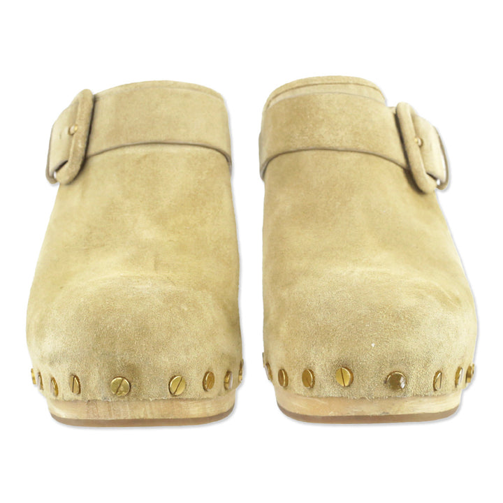 Veronica Beard Dacey 100MM Tan Suede Clogs