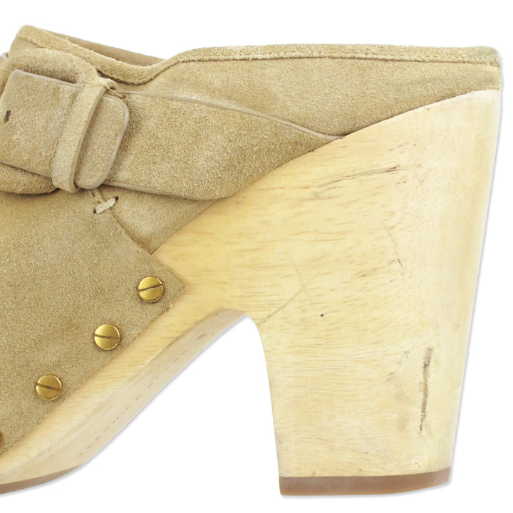 Veronica Beard Dacey 100MM Tan Suede Clogs