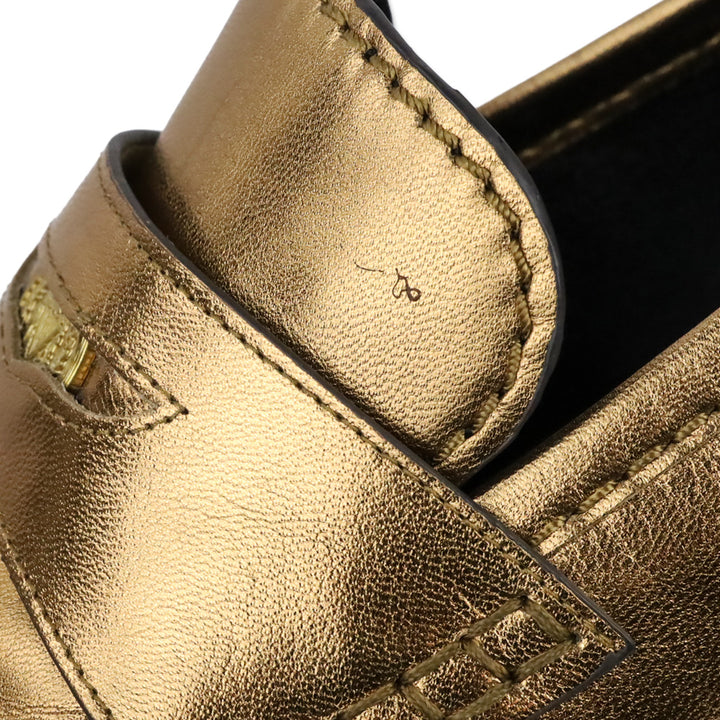 Veronica Beard Dark Gold Leather Penny Loafer 70 Pump