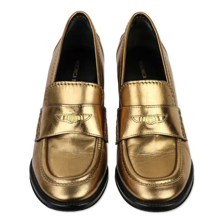 Veronica Beard Dark Gold Leather Penny Loafer 70 Pump