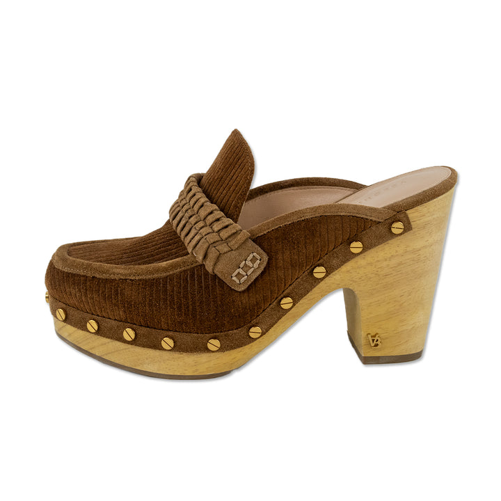 Veronica Beard Delia Brown Corduroy Studded Clog