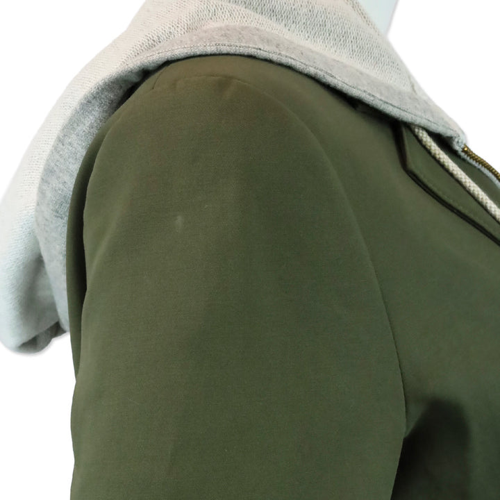 Veronica Beard Green Stretch Cotton Two-Button Blazer with Grey Hoodie Dickey