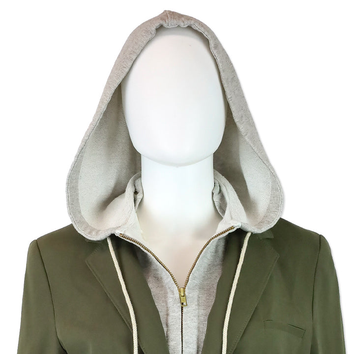 Veronica Beard Green Stretch Cotton Two-Button Blazer with Grey Hoodie Dickey