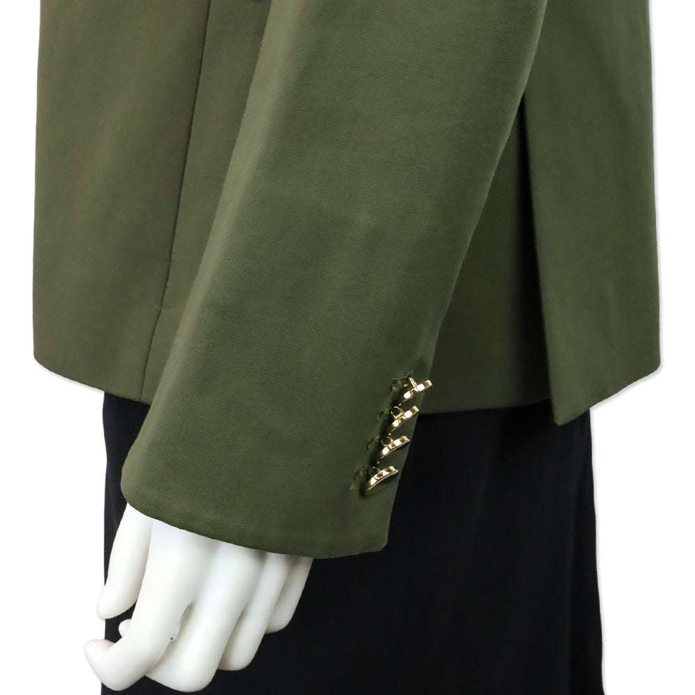 Veronica Beard Green Stretch Cotton Two-Button Blazer with Grey Hoodie Dickey