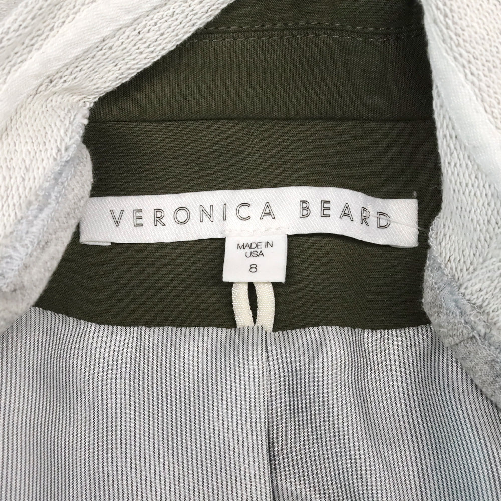 Veronica Beard Green Stretch Cotton Two-Button Blazer with Grey Hoodie Dickey